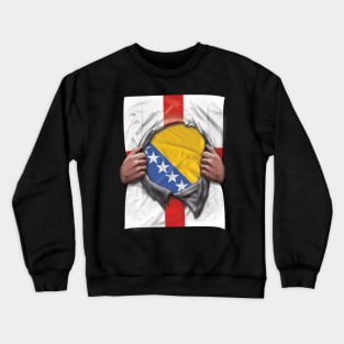 Bosnia & Herzegovina Flag English Flag Ripped - Gift for Bosnian Herzegovinian From Bosnia And Herzegovina Crewneck Sweatshirt